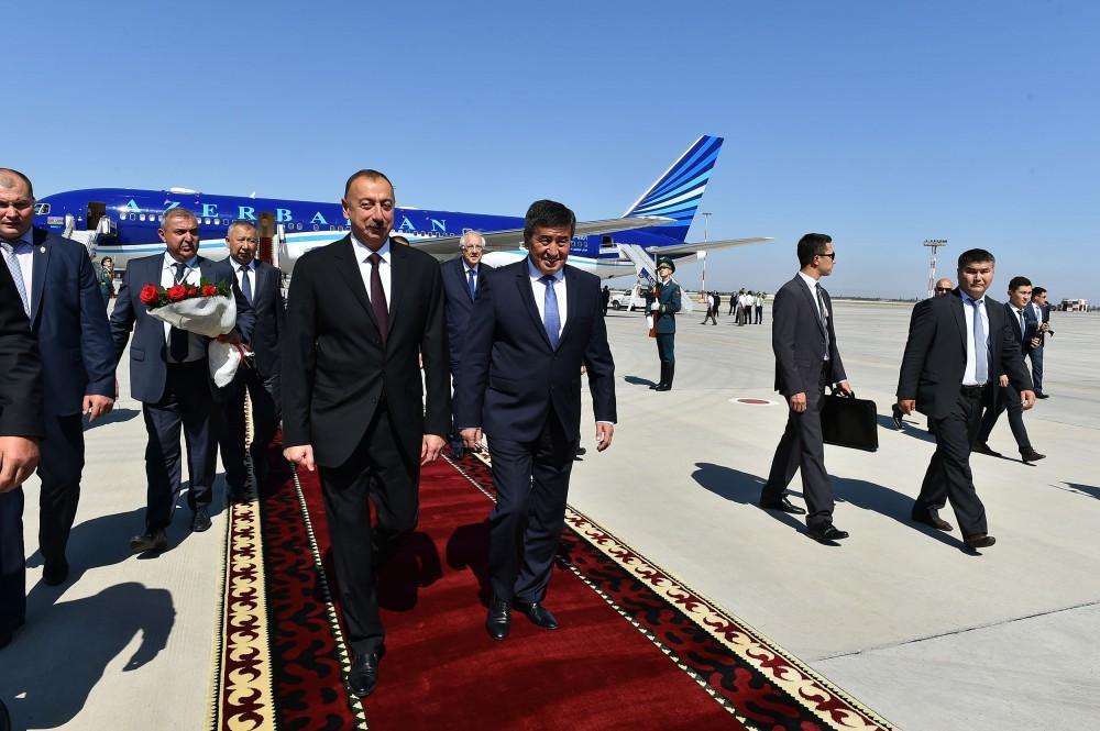 Prezident İlham Əliyev Qırğızıstana səfərə gəlib  (FOTO)