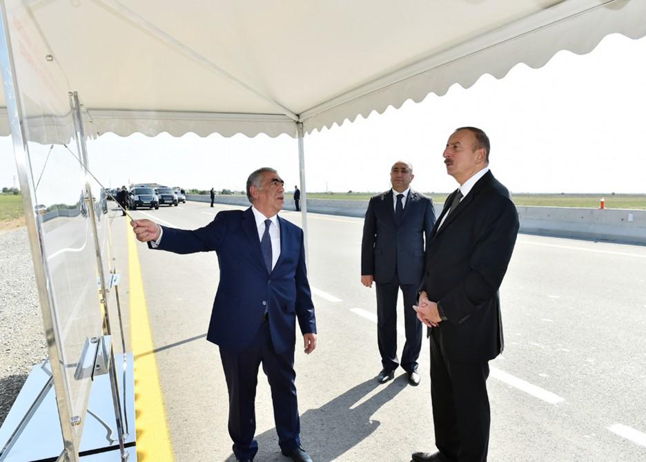 Prezident İlham Əliyev Kürdəmir-Ucar-Yevlax-Tərtər avtomobil yolunun yenidənqurmadan sonra açılışını edib (FOTO) (YENİLƏNİB)