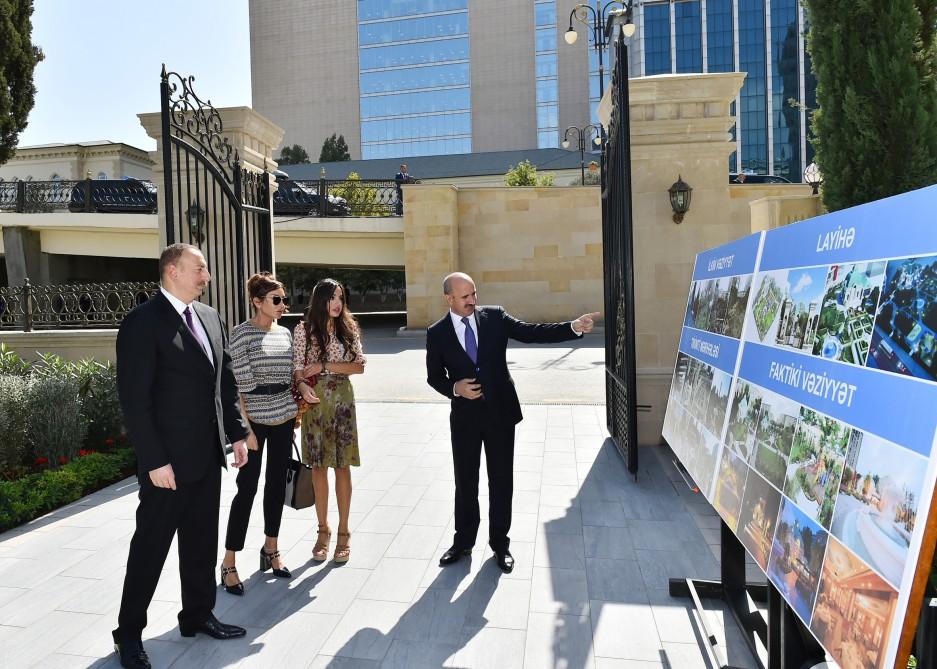 Prezident İlham Əliyev və xanımı Nəsimi rayonunda yeni “Qızılgül bağı” parkında yaradılan şəraitlə tanış olub (FOTO)
