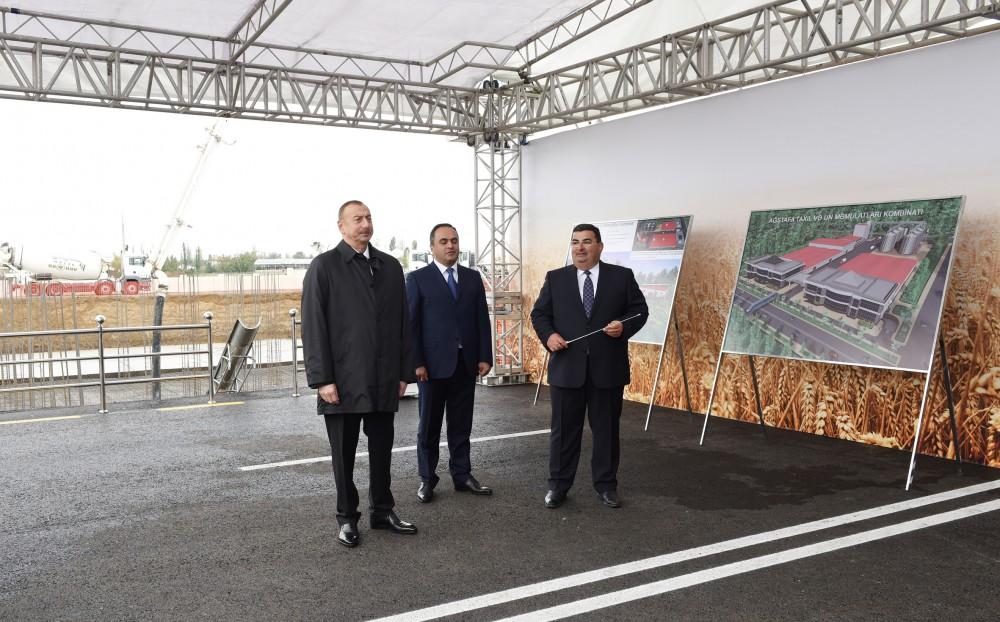 Ağstafa taxıl və un məmulatları istehsalı kombinatının taxıl anbarının təməli qoyuldu (FOTO)