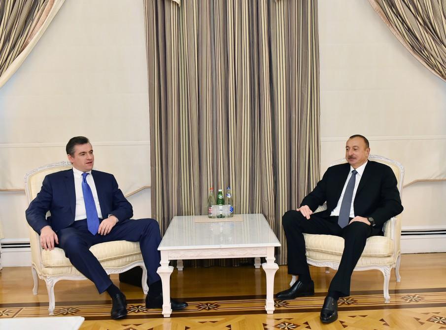 Azərbaycan Prezidenti Rusiya Dövlət Dumasının beynəlxalq məsələlər komitəsinin sədrini qəbul edib (FOTO)