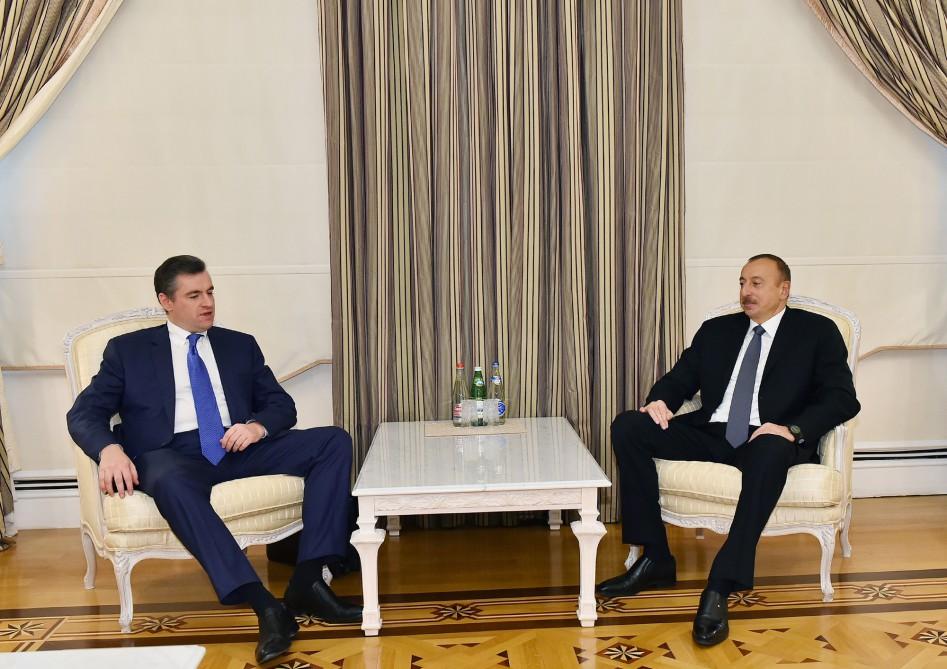 Azərbaycan Prezidenti Rusiya Dövlət Dumasının beynəlxalq məsələlər komitəsinin sədrini qəbul edib (FOTO)