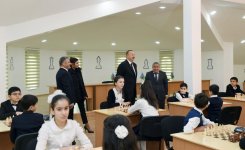 Prezident İlham Əliyev və xanımı Mehriban Əliyeva Tərtərdə Şahmat Məktəbinin yeni binasının açılışında iştirak ediblər (FOTO)