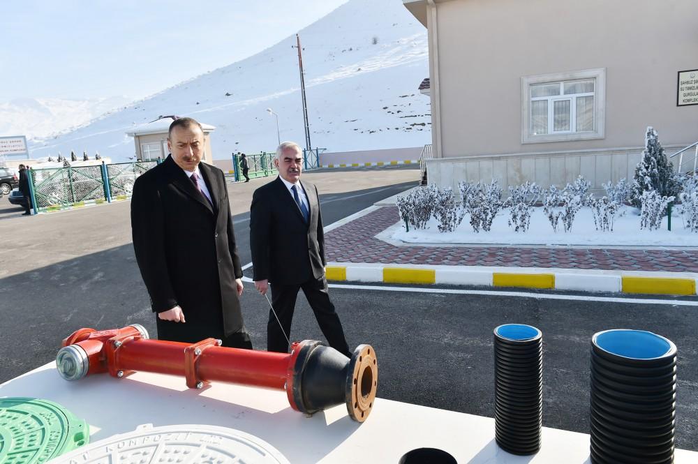 İlham Əliyev Şahbuzda içməli su təchizatı və kanalizasiya sistemlərinin istifadəyə verilməsi mərasimində iştirak edib (FOTO)