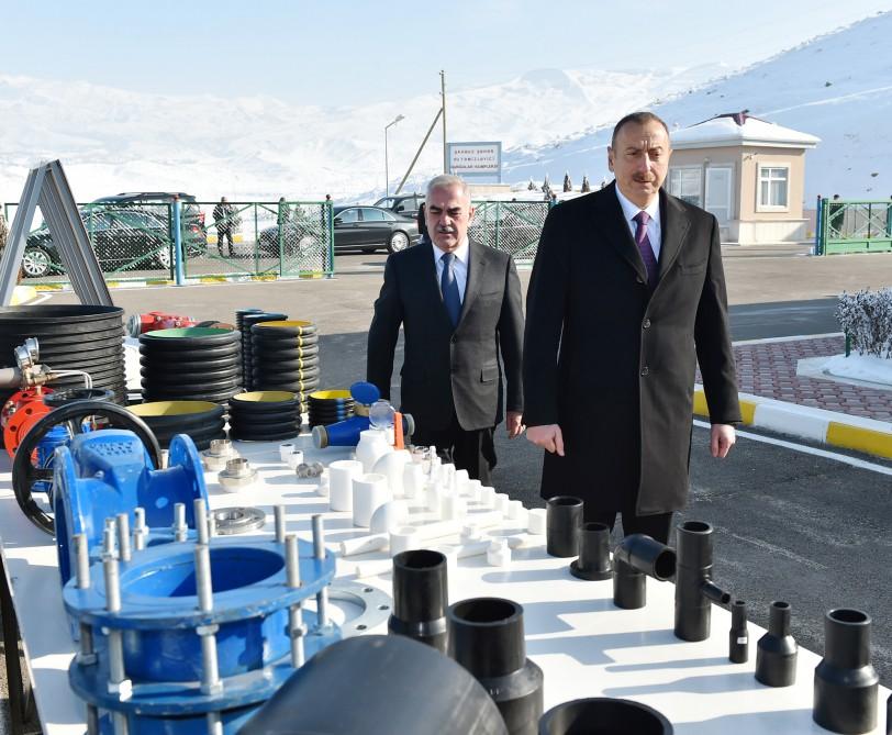 İlham Əliyev Şahbuzda içməli su təchizatı və kanalizasiya sistemlərinin istifadəyə verilməsi mərasimində iştirak edib (FOTO)
