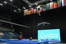 Bakıda Milli Gimnastika Arenasında batut gimanstikası və tamblinq üzrə Dünya Kuboku iştirakçılarının sınaq məşqi keçirilib FOTOREPORTAJ