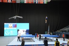 Bakıda Milli Gimnastika Arenasında batut gimanstikası və tamblinq üzrə Dünya Kuboku iştirakçılarının sınaq məşqi keçirilib FOTOREPORTAJ