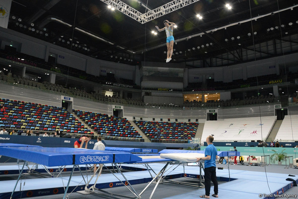 Bakıda Milli Gimnastika Arenasında batut gimanstikası və tamblinq üzrə Dünya Kuboku iştirakçılarının sınaq məşqi keçirilib FOTOREPORTAJ