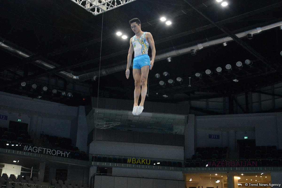 Bakıda Milli Gimnastika Arenasında batut gimanstikası və tamblinq üzrə Dünya Kuboku iştirakçılarının sınaq məşqi keçirilib FOTOREPORTAJ