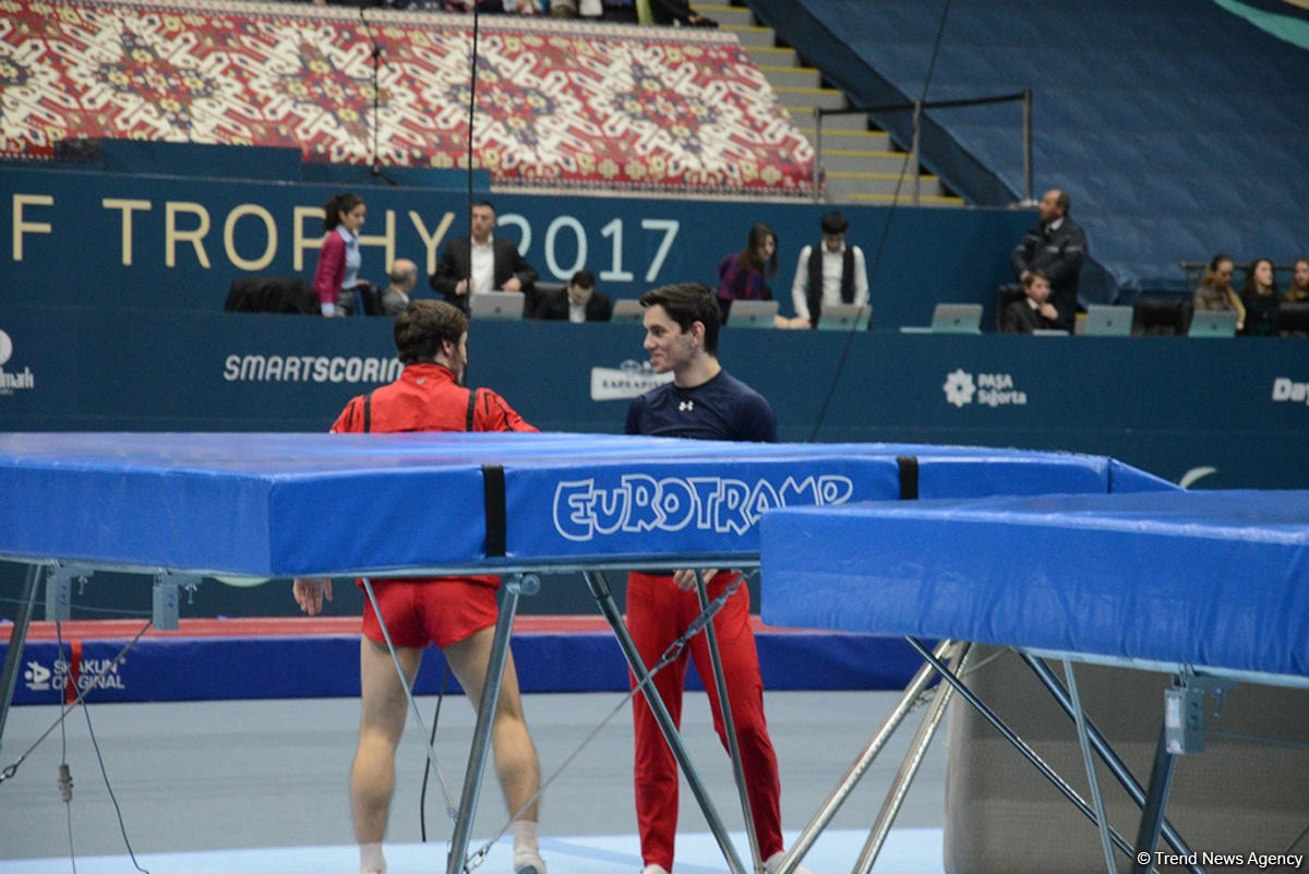 Bakıda Milli Gimnastika Arenasında batut gimanstikası və tamblinq üzrə Dünya Kuboku iştirakçılarının sınaq məşqi keçirilib FOTOREPORTAJ