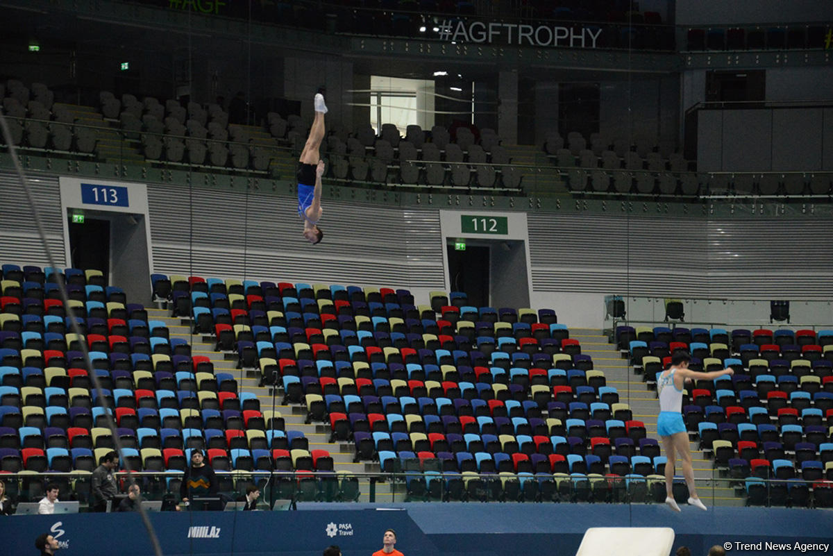 Bakıda Milli Gimnastika Arenasında batut gimanstikası və tamblinq üzrə Dünya Kuboku iştirakçılarının sınaq məşqi keçirilib FOTOREPORTAJ