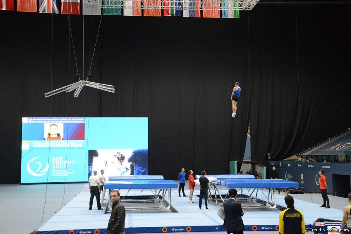 Bakıda Milli Gimnastika Arenasında batut gimanstikası və tamblinq üzrə Dünya Kuboku iştirakçılarının sınaq məşqi keçirilib FOTOREPORTAJ