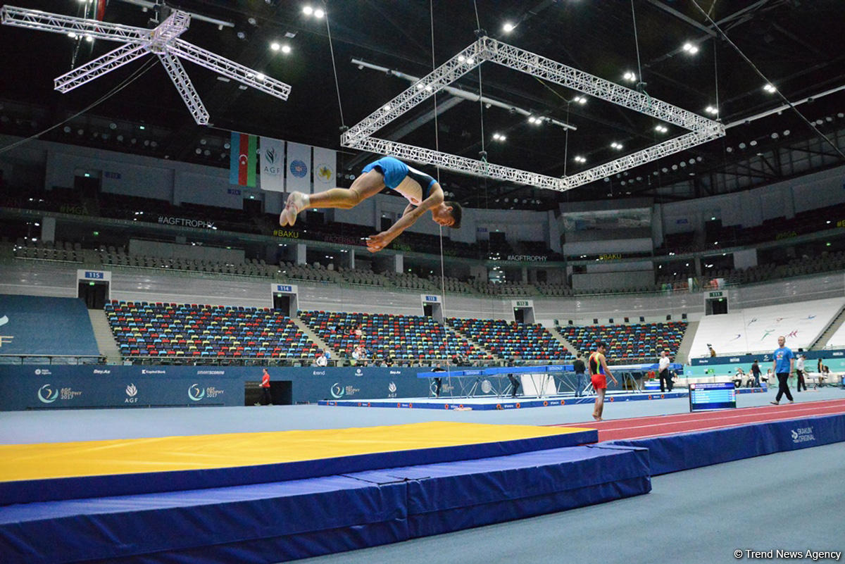 Bakıda Milli Gimnastika Arenasında batut gimanstikası və tamblinq üzrə Dünya Kuboku iştirakçılarının sınaq məşqi keçirilib FOTOREPORTAJ