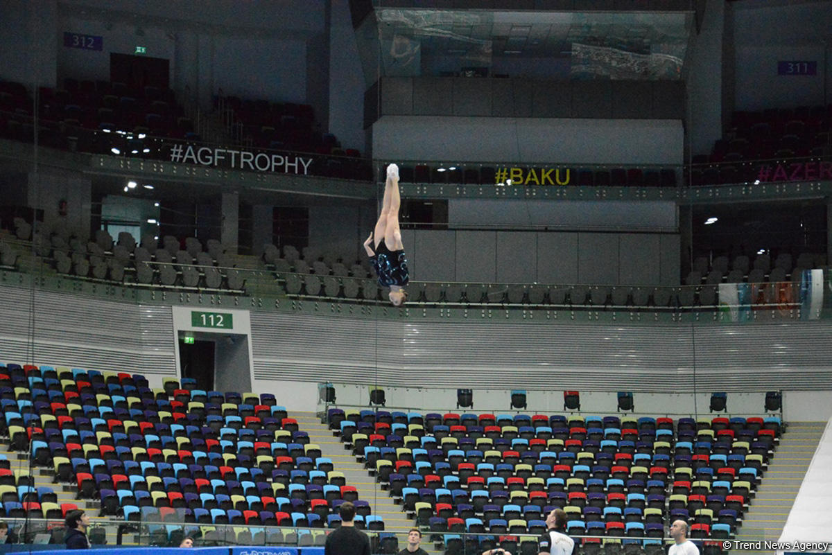 Bakıda Milli Gimnastika Arenasında batut gimanstikası və tamblinq üzrə Dünya Kuboku iştirakçılarının sınaq məşqi keçirilib FOTOREPORTAJ