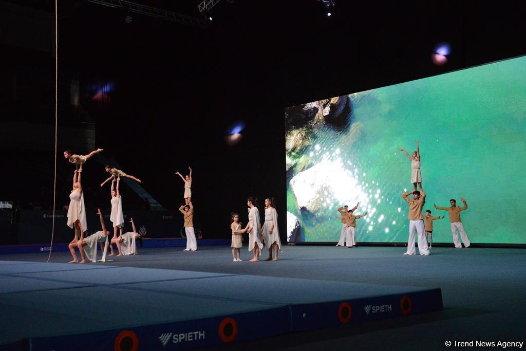 Bakıda batut gimnastikası və tamblinq üzrə Dünya Kubokunun açılış mərasiminin əsas məşqləri keçirilib (FOTOREPORTAJ)