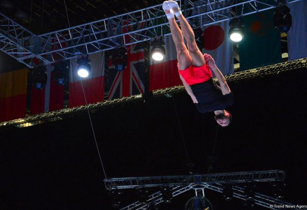 Bakıda batut gimnastikası üzrə Dünya Kuboku iştirakçılarının podium məşqləri başlayıb (FOTO)