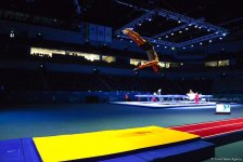 Bakıda batut gimnastikası üzrə Dünya Kuboku iştirakçılarının podium məşqləri başlayıb (FOTO)