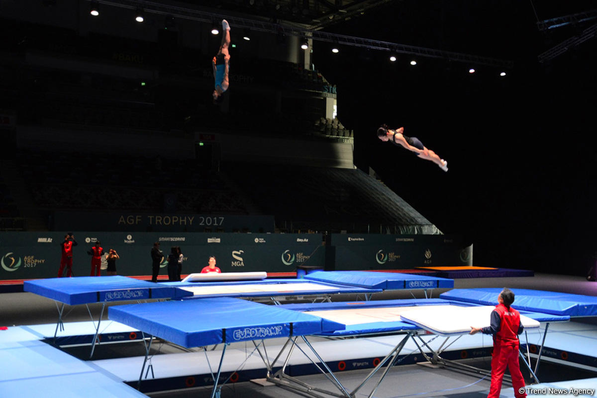 Bakıda batut gimnastikası üzrə Dünya Kuboku iştirakçılarının podium məşqləri başlayıb (FOTO)