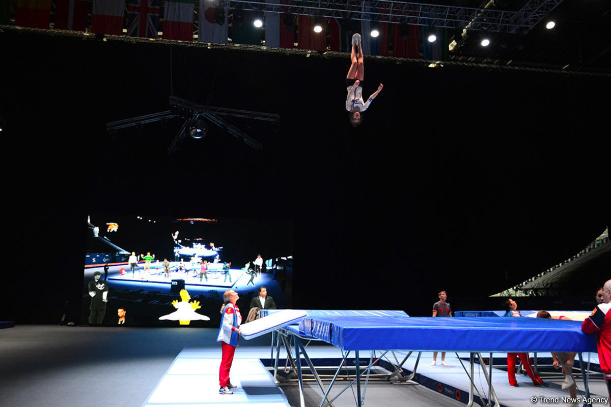 Bakıda batut gimnastikası üzrə Dünya Kuboku iştirakçılarının podium məşqləri başlayıb (FOTO)