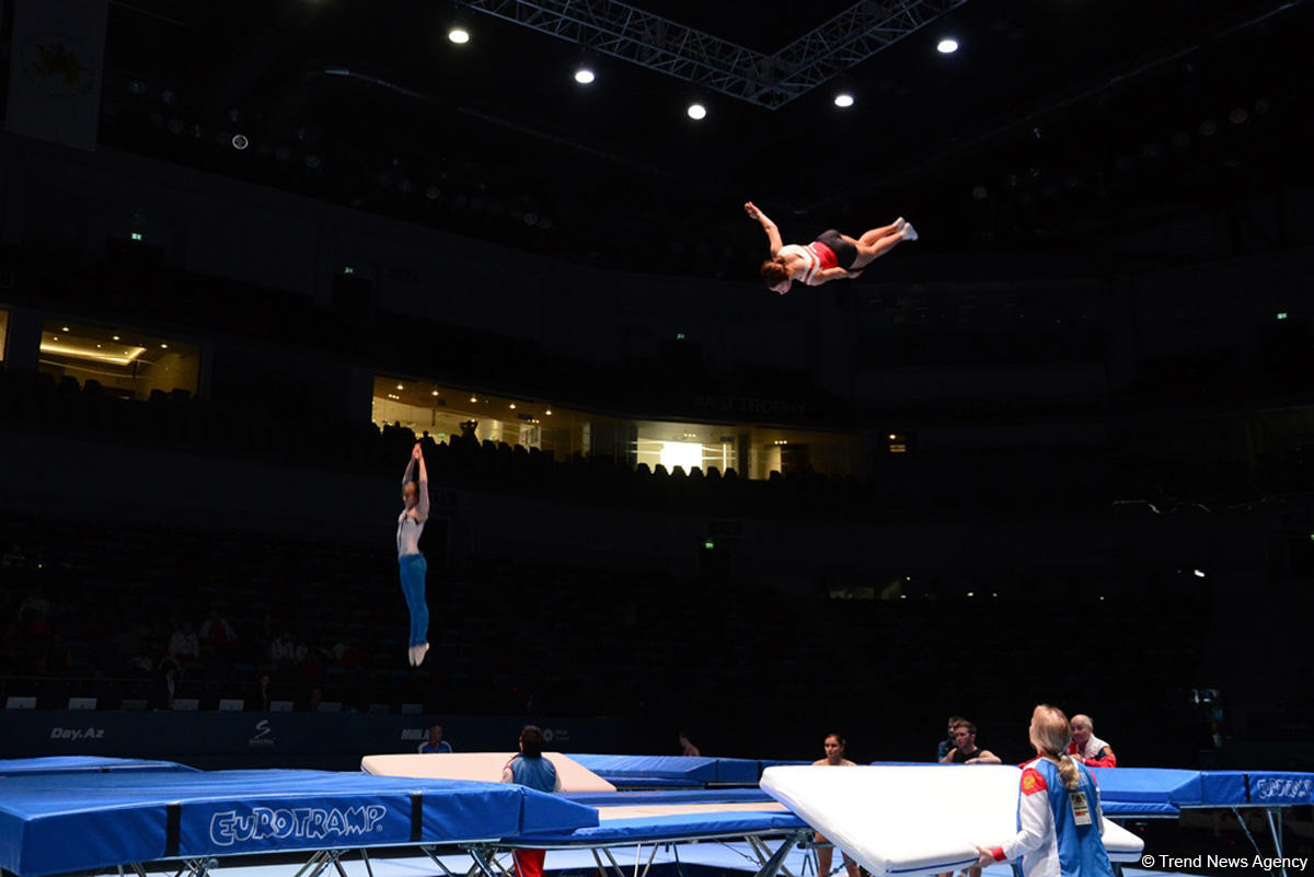 Bakıda batut gimnastikası üzrə Dünya Kuboku iştirakçılarının podium məşqləri başlayıb (FOTO)
