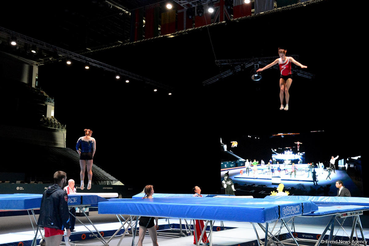 Bakıda batut gimnastikası üzrə Dünya Kuboku iştirakçılarının podium məşqləri başlayıb (FOTO)