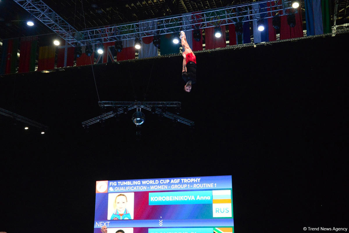 Bakıda batut gimnastikası üzrə Dünya Kuboku iştirakçılarının podium məşqləri başlayıb (FOTO)