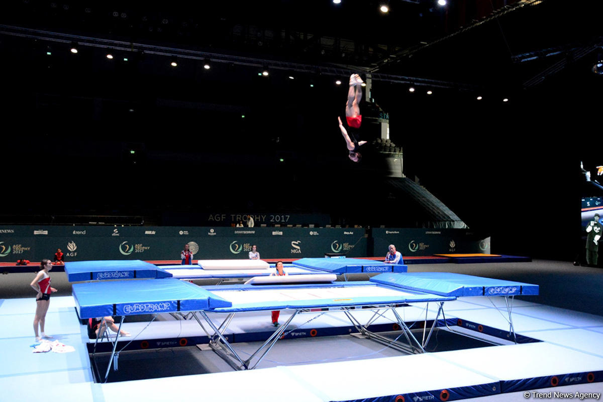 Bakıda batut gimnastikası üzrə Dünya Kuboku iştirakçılarının podium məşqləri başlayıb (FOTO)
