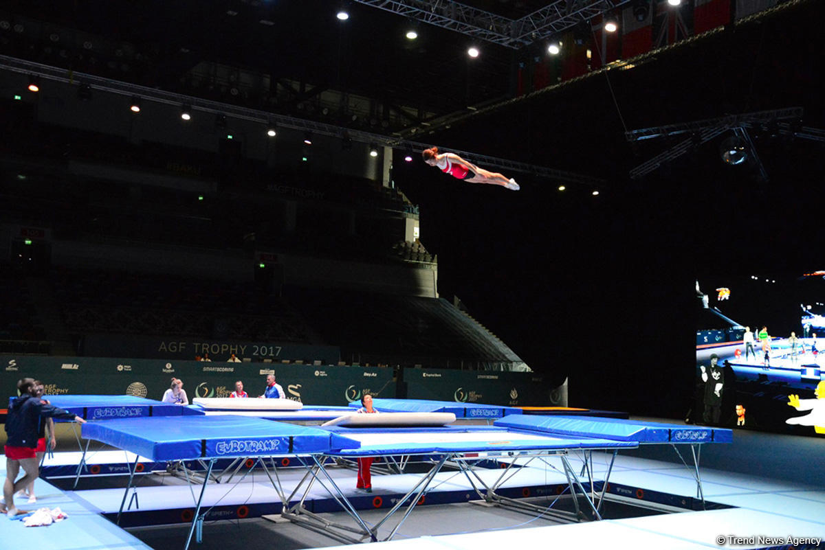 Bakıda batut gimnastikası üzrə Dünya Kuboku iştirakçılarının podium məşqləri başlayıb (FOTO)