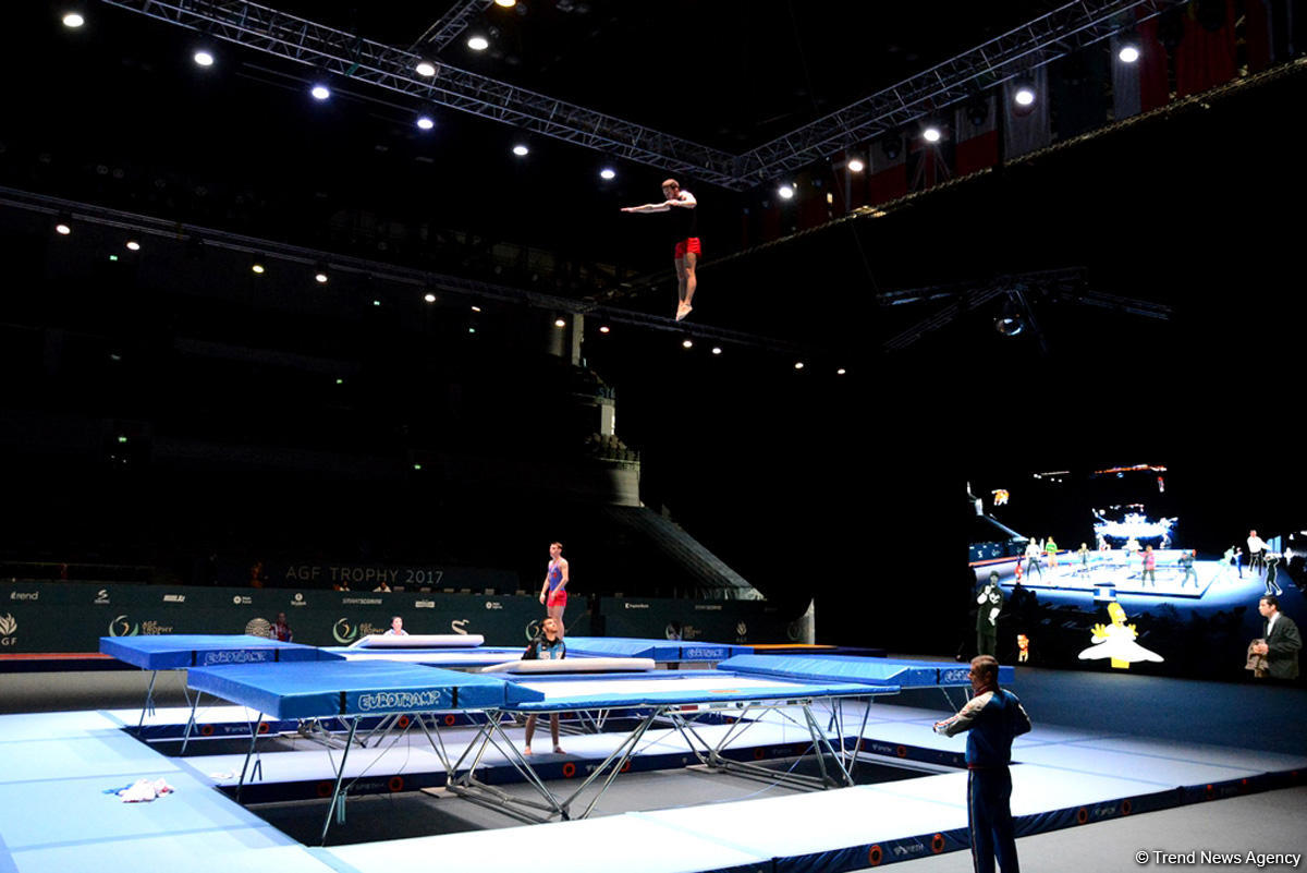 Bakıda batut gimnastikası üzrə Dünya Kuboku iştirakçılarının podium məşqləri başlayıb (FOTO)