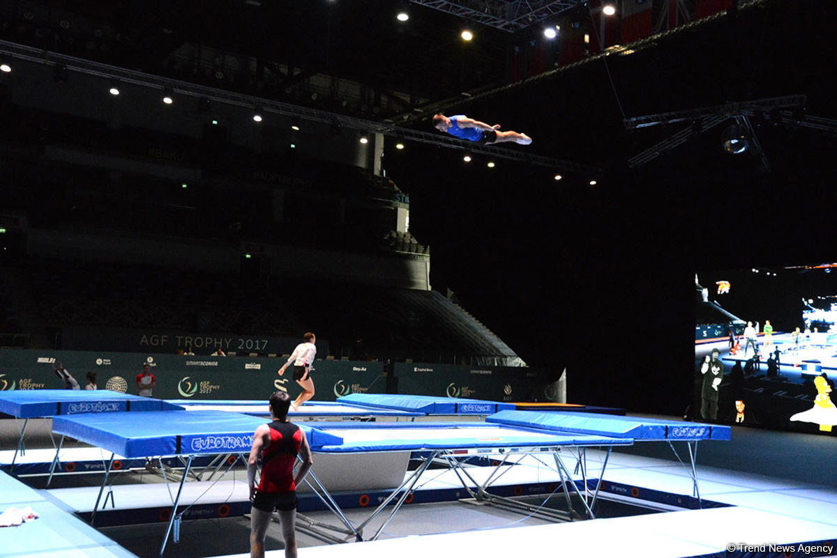Bakıda batut gimnastikası üzrə Dünya Kuboku iştirakçılarının podium məşqləri başlayıb (FOTO)