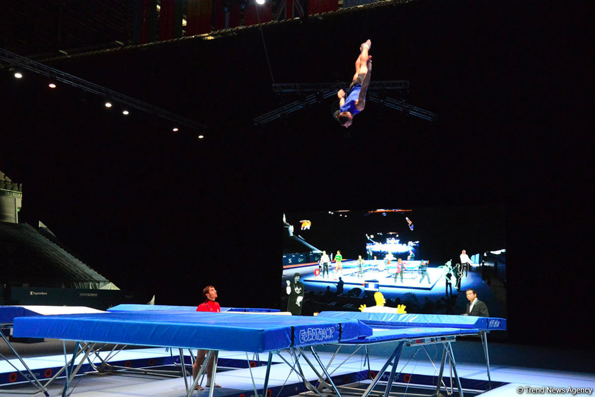 Bakıda batut gimnastikası üzrə Dünya Kuboku iştirakçılarının podium məşqləri başlayıb (FOTO)
