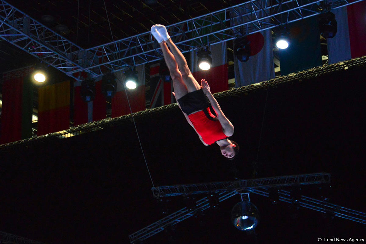 Bakıda batut gimnastikası üzrə Dünya Kuboku iştirakçılarının podium məşqləri başlayıb (FOTO)