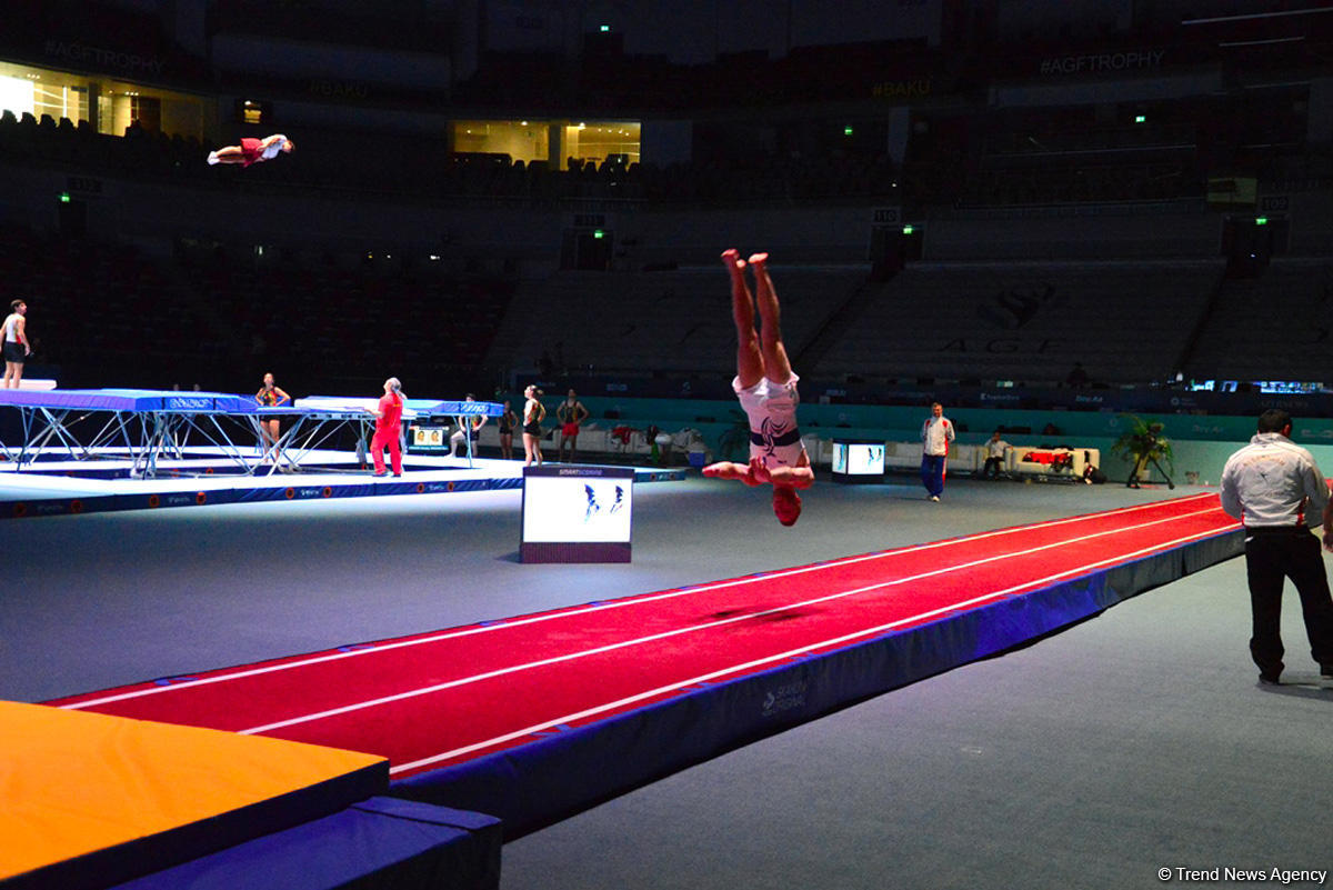 Bakıda batut gimnastikası üzrə Dünya Kuboku iştirakçılarının podium məşqləri başlayıb (FOTO)