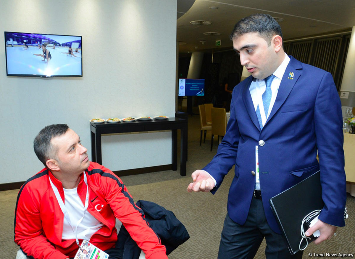 Bakıda batut gimnastikası üzrə Dünya Kubokunda iştirak edən nümayəndə heyətlərinin rəhbər və təmsilçilərinin görüşü keçirilib (FOTOREPORTAJ)
