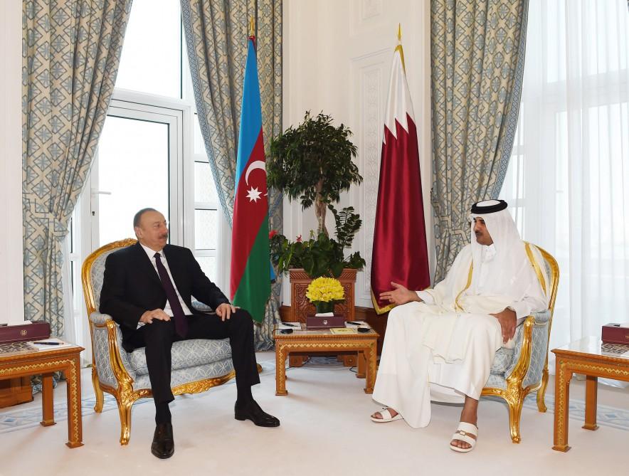 Azərbaycan Prezidentinin və Qətər Dövlətinin Əmirinin təkbətək görüşü olub (FOTO) (YENİLƏNİB)