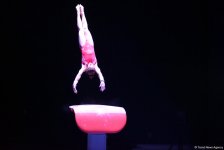 Bakıda idman gimnastikası üzrə Dünya Kuboku iştirakçılarının podium məşqləri başlayıb (FOTO)