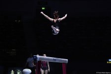 Bakıda idman gimnastikası üzrə Dünya Kuboku iştirakçılarının podium məşqləri başlayıb (FOTO)