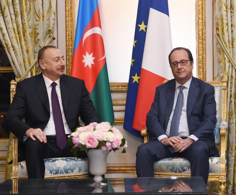 Azərbaycan və Fransa prezidentlərinin görüşü olub (FOTO)