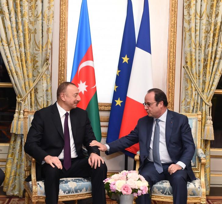 Azərbaycan və Fransa prezidentlərinin görüşü olub (FOTO)