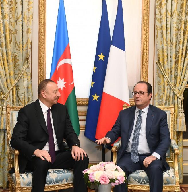 Azərbaycan və Fransa prezidentlərinin görüşü olub (FOTO)