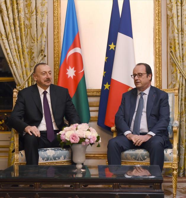 Azərbaycan və Fransa prezidentlərinin görüşü olub (FOTO)