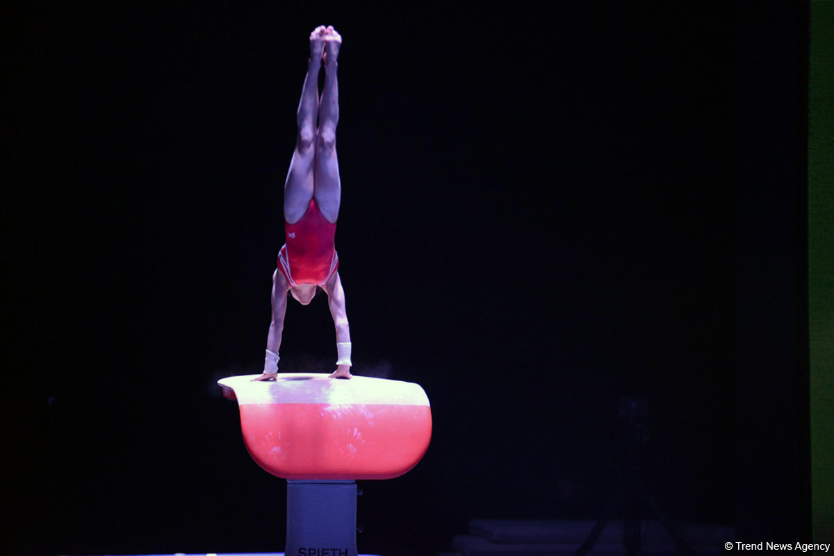 Bakıda idman gimnastikası üzrə Dünya Kuboku iştirakçılarının podium məşqləri başlayıb (FOTO)