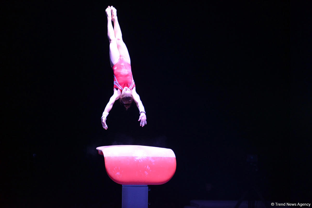 Bakıda idman gimnastikası üzrə Dünya Kuboku iştirakçılarının podium məşqləri başlayıb (FOTO)