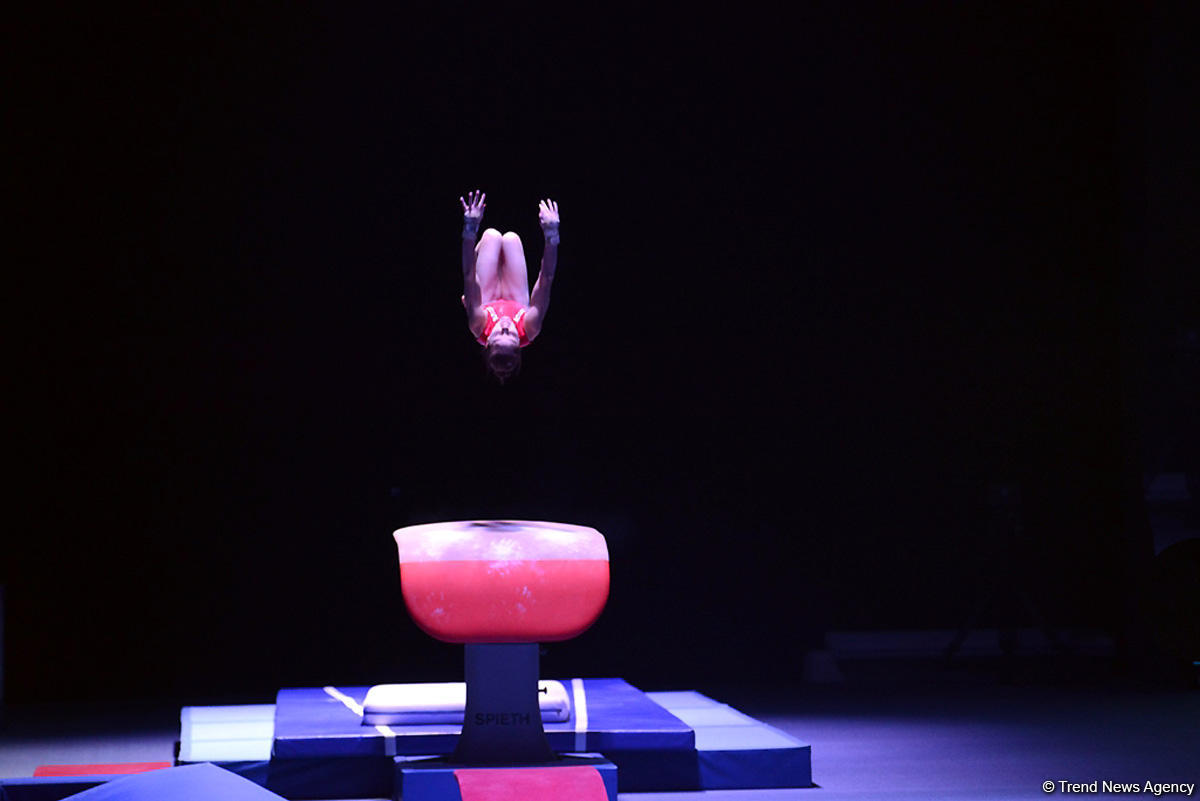 Bakıda idman gimnastikası üzrə Dünya Kuboku iştirakçılarının podium məşqləri başlayıb (FOTO)