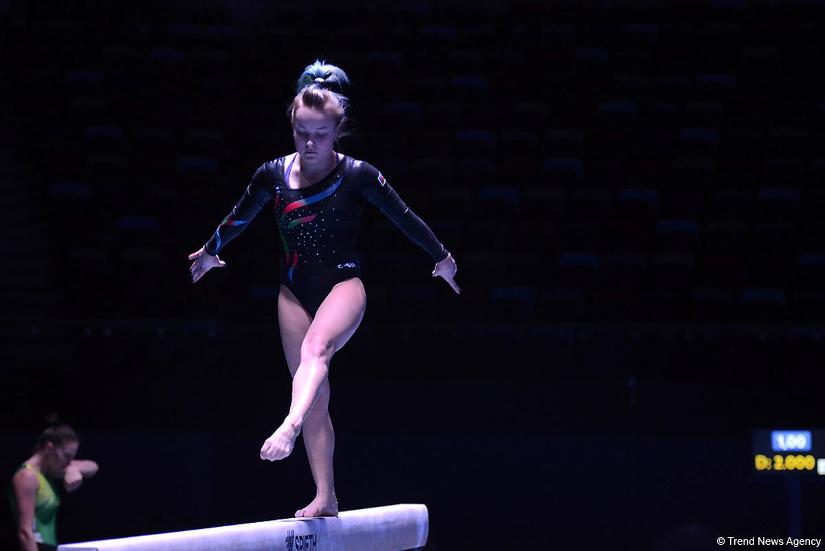 Bakıda idman gimnastikası üzrə Dünya Kuboku iştirakçılarının podium məşqləri başlayıb (FOTO)