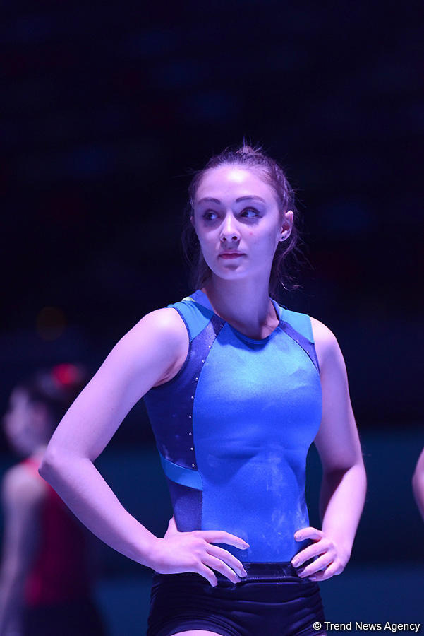 Bakıda idman gimnastikası üzrə Dünya Kuboku iştirakçılarının podium məşqləri başlayıb (FOTO)