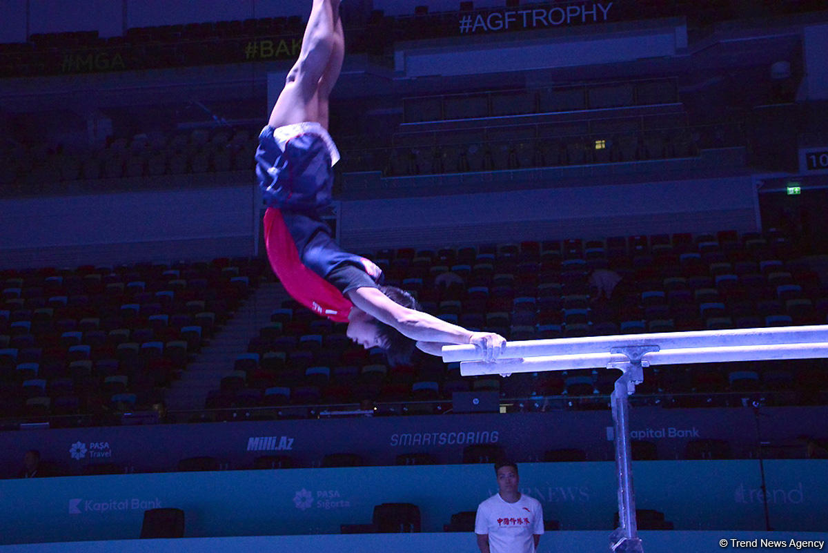 Bakıda idman gimnastikası üzrə Dünya Kuboku iştirakçılarının podium məşqləri başlayıb (FOTO)