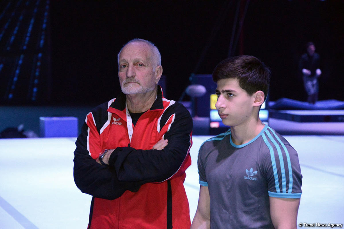 Bakıda idman gimnastikası üzrə Dünya Kuboku iştirakçılarının podium məşqləri başlayıb (FOTO)