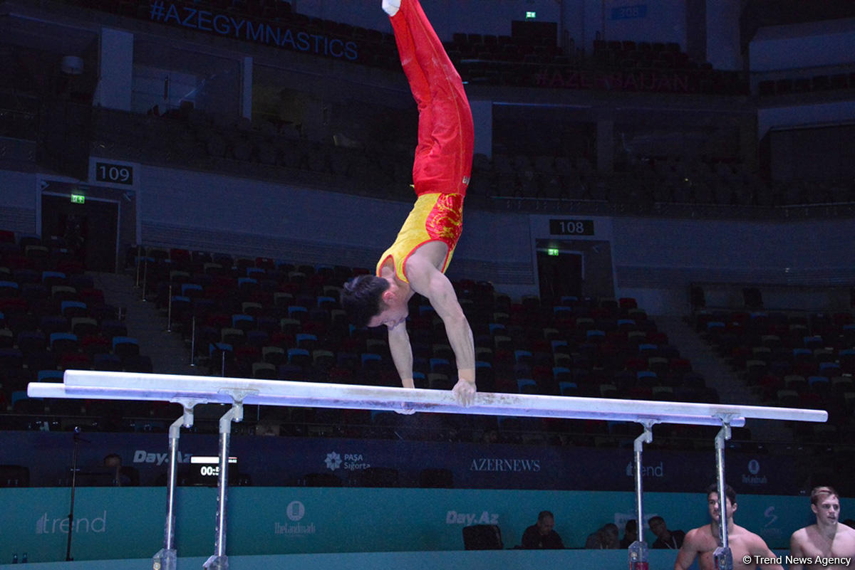 Bakıda idman gimnastikası üzrə Dünya Kuboku iştirakçılarının podium məşqləri başlayıb (FOTO)