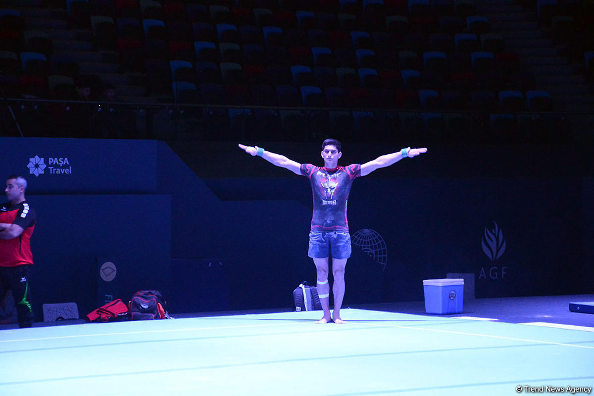 Bakıda idman gimnastikası üzrə Dünya Kuboku iştirakçılarının podium məşqləri başlayıb (FOTO)
